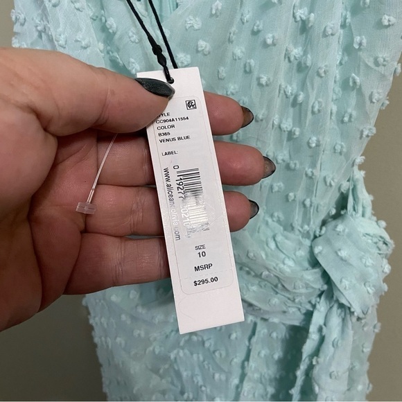 Alice + Olivia Sz 10 Katie Mint Swiss Dot Wrap Dress Silk Blend - Picture 5 of 7